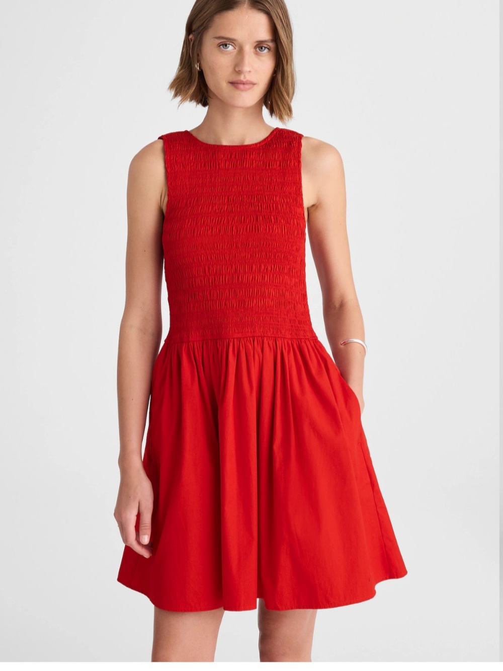 NEW Madewell The Melody Scoop Back Smocked Mini Dress- Large